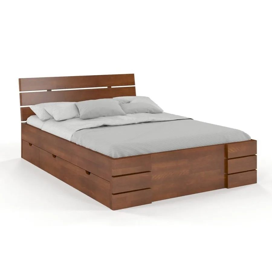 Lit 140x190 en bois massif avec rangement collection INDIGO