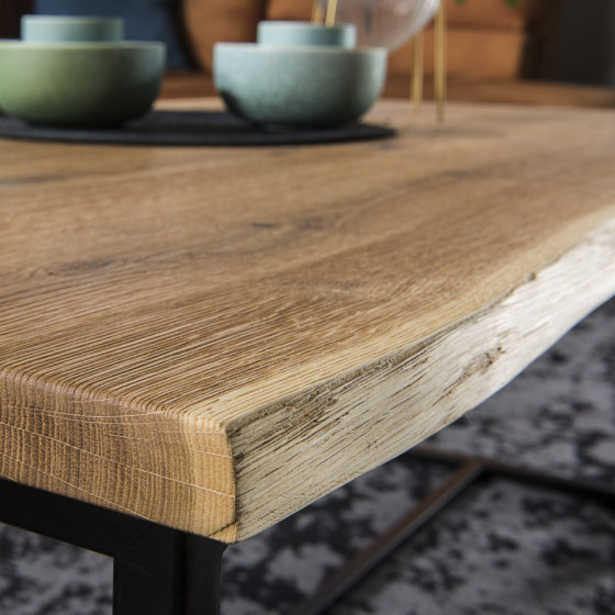 Table basse en bois et pieds métal avec plateau épaisseur 2,5 cm collection ARDEN