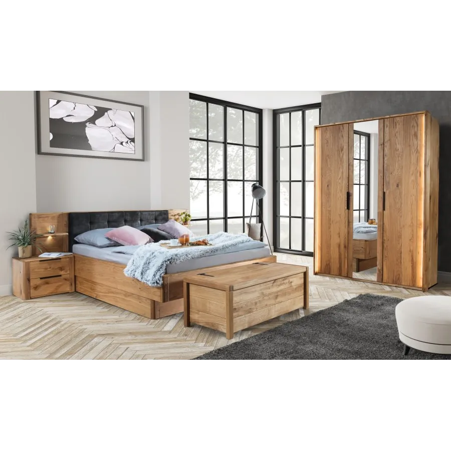 Lit coffre chêne 160x200 pour chambre collection VERONA