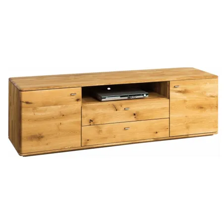 Meuble TV 2 tiroirs en bois et rotin | Maisons du Monde