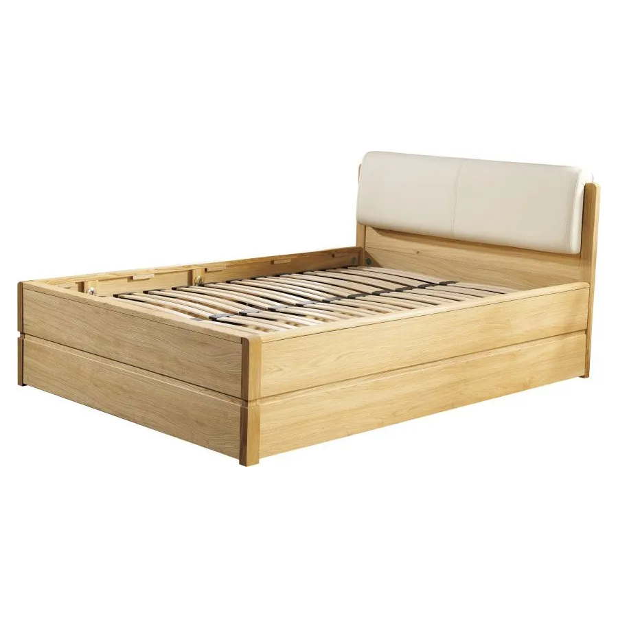 lit coffre en bois 160x200 finition chêne clair collection VOLA