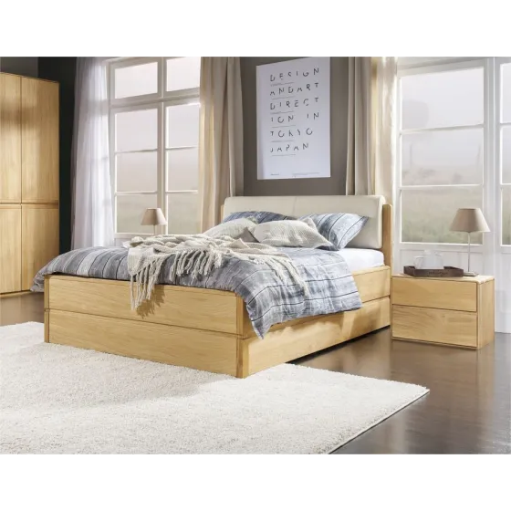 lit coffre 160x200 en bois clair collection VOLA