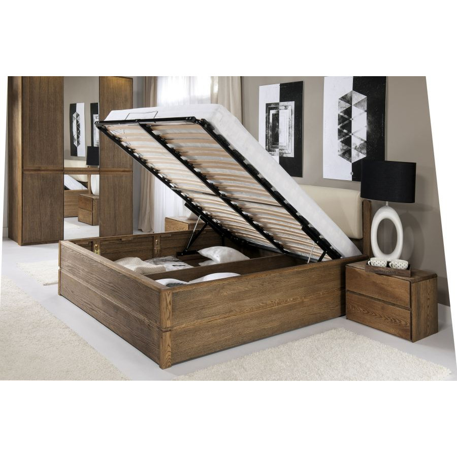 lit coffre en bois 160x200 avec sommier relevable collection VOLA