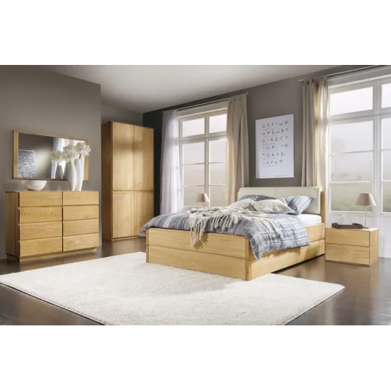 Lit coffre 160x200 en chêne pour chambre a coucher collection VOLA