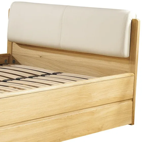lit coffre 160x200 en bois clair avec tête de lit tissue collection VOLA