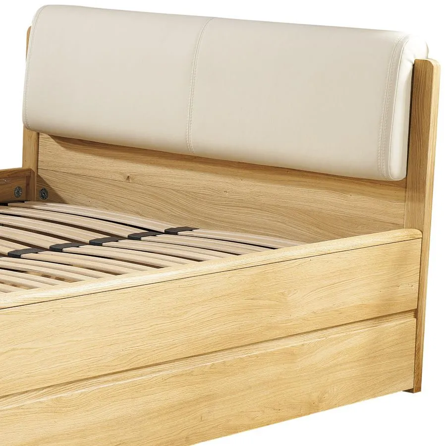 lit coffre 160x200 en bois clair avec tête de lit tissue collection VOLA