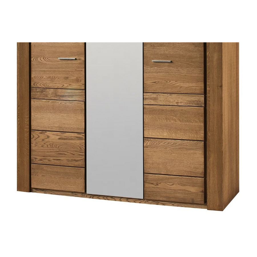 Armoire 3 portes en bois avec miroir central collection BAROS