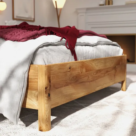 Lit en chêne 100% bois massif naturel collection VERDE