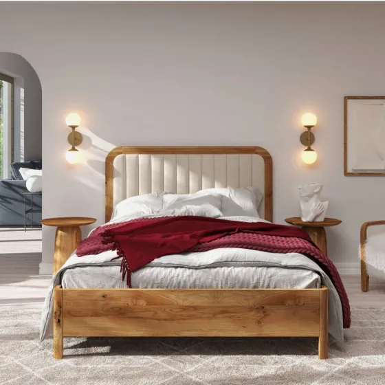 Lit en chêne massif 160x200 naturel collection VERDE