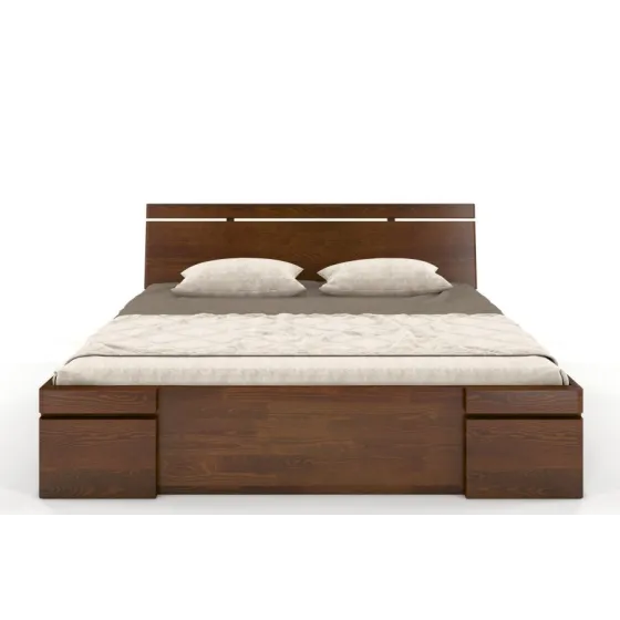 Lit 140x190 avec rangement bois massif naturel collection NOTTE