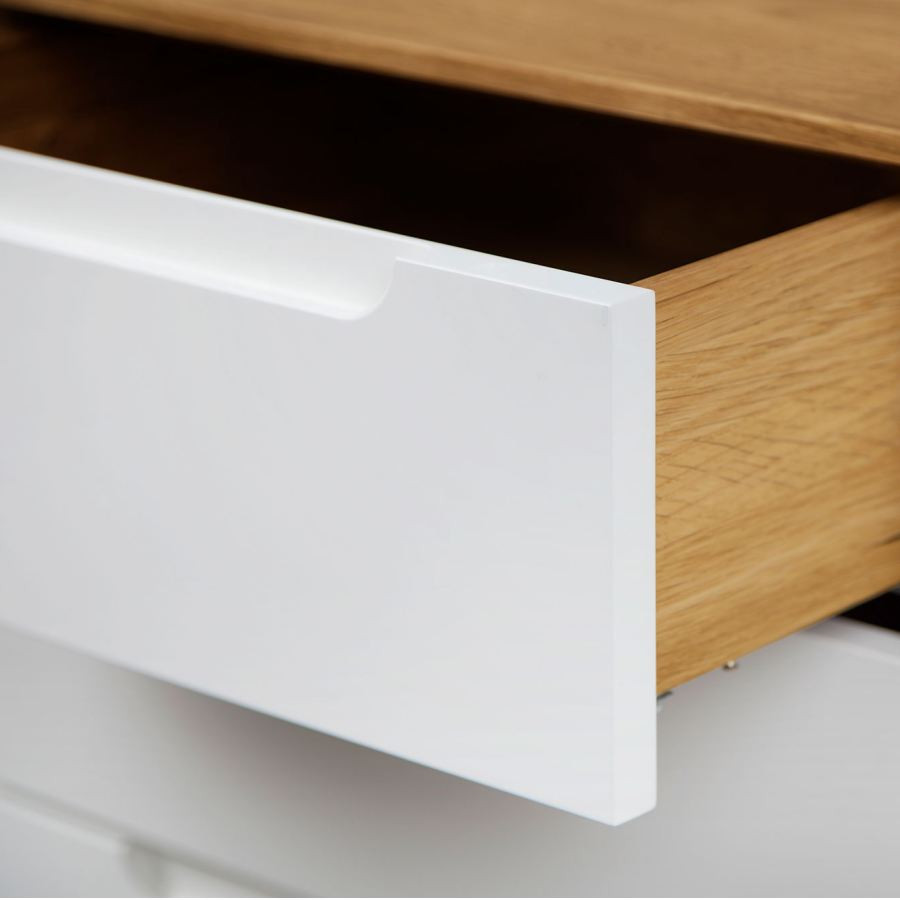 Commode bois et blanc avec tiroirs collection Sven