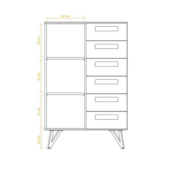 Commode haute bois massif avec rangements collection VIGO