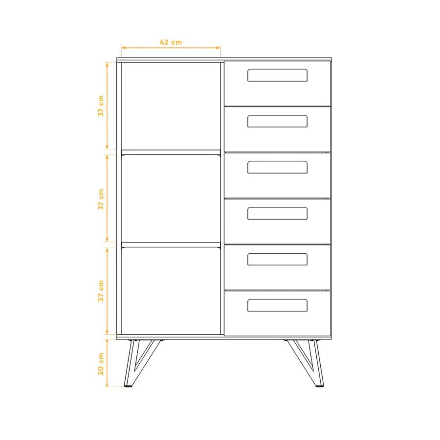 Commode haute bois massif avec rangements collection VIGO