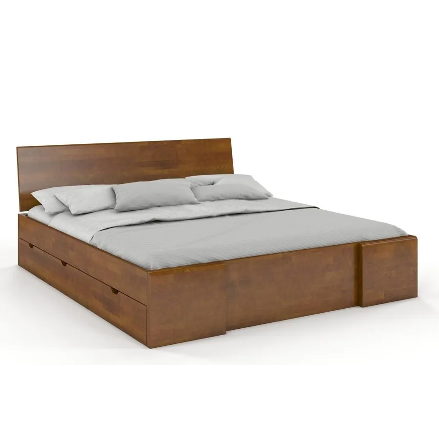Lit en bois massif avec tiroir finition naturel collection NOVA