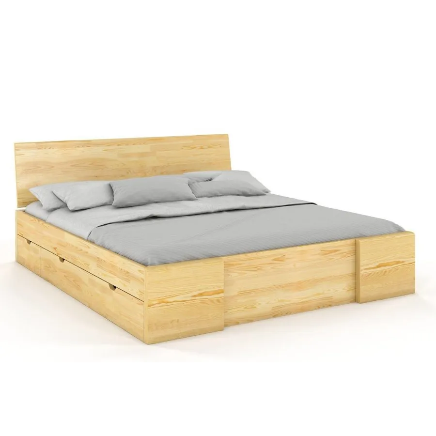 Lit en bois massif avec rangement 140x190 collection NOVA