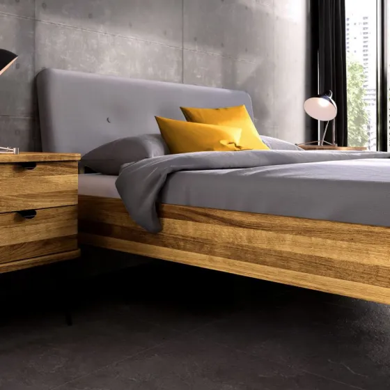 Lit chêne et tissu collection Linéa