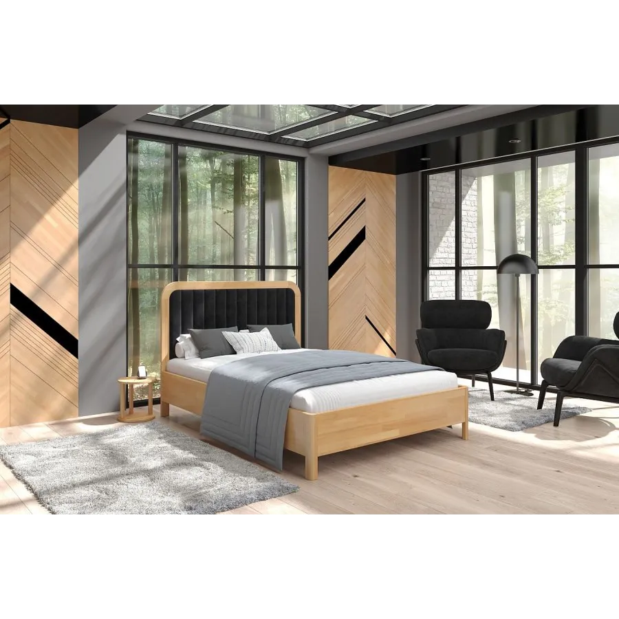 Lit coffre bois contemporain tête de lit noir collection Verde