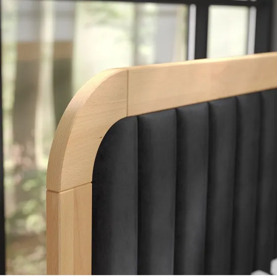 Lit coffre en bois massif et tissu  collection Verde