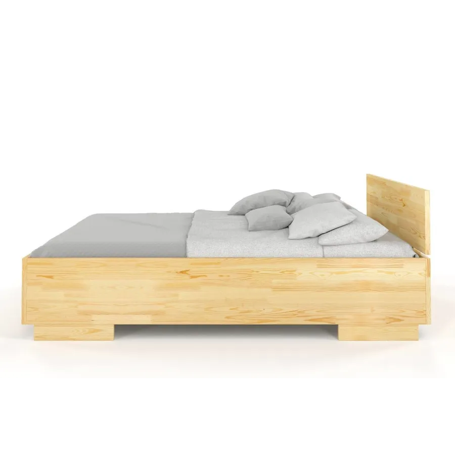 Lit coffre bois en pin finition noyer collection Noko