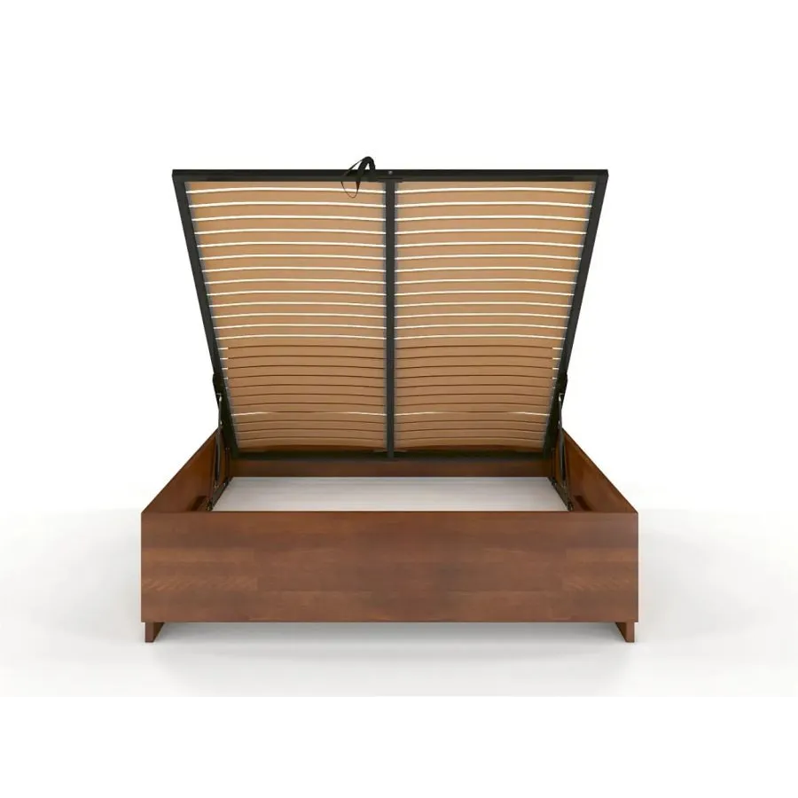 Lit coffre bois design couleur noyer collection Noko