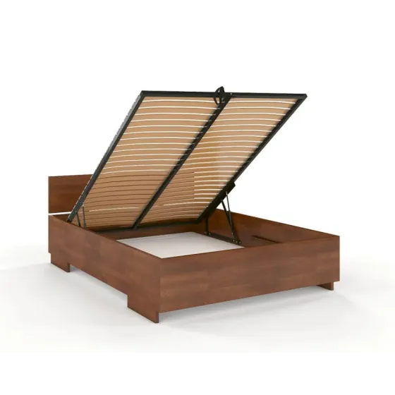 Lit coffre bois design finition noyer collection Noko