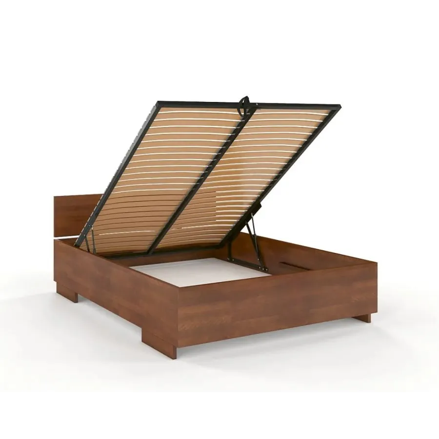 Lit coffre bois design finition noyer collection Noko