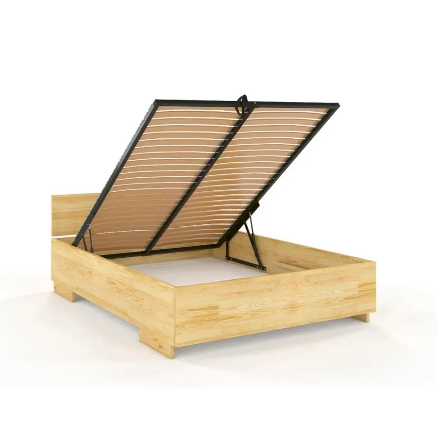 Lit coffre bois pin naturel massif collection Noko