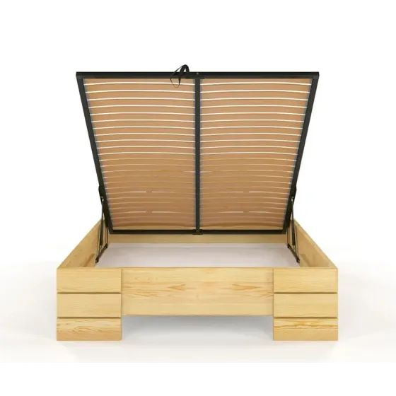 Lit coffre en bois avec sommier relevable collection INDIGO