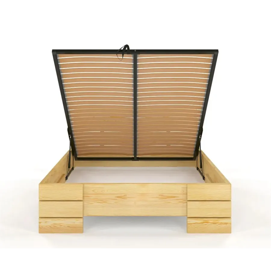 Lit coffre en bois avec sommier relevable collection INDIGO