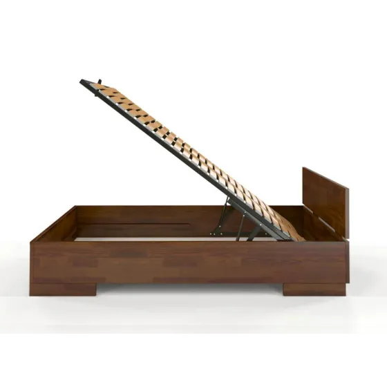 Lit coffre en bois noyer avec sommier relevable collection ZENNO