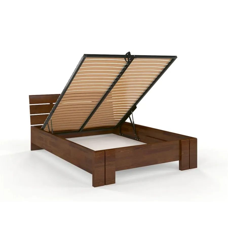 Lit coffre 160x200 bois finition noyer collection MODENA