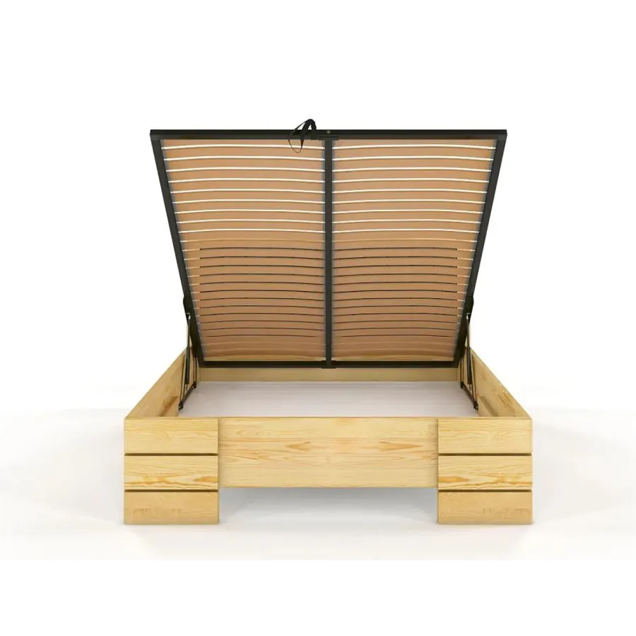 Lit coffre 180x200 en bois avec sommier relevable inclus collection  PRADO