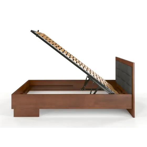 Lit bois coffre noyer massif 140x190 collection NEY