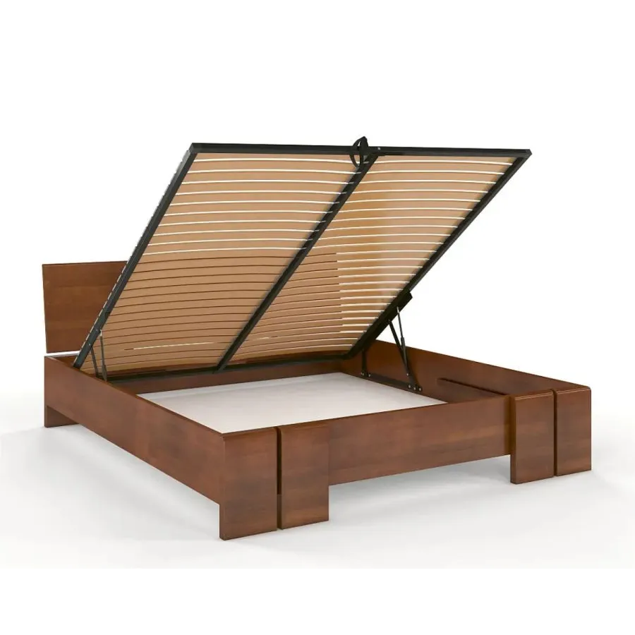 Lit coffre bois massif adulte finition naturel SCANDIC