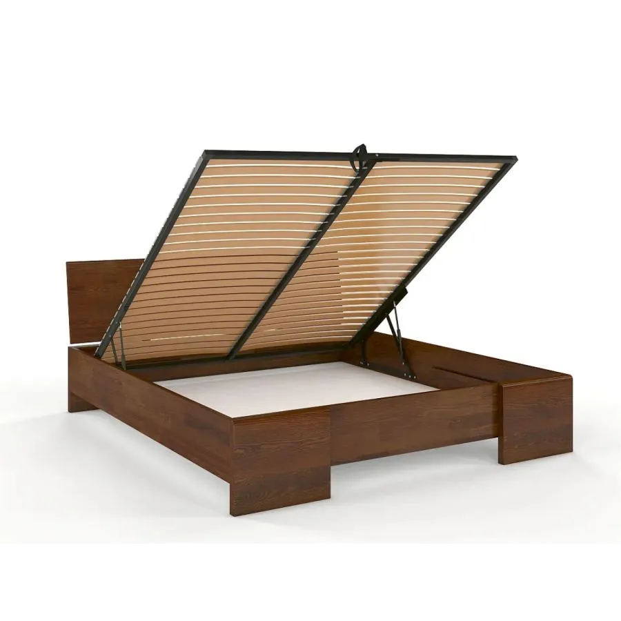 Lit coffre bois pin 140x200 chambre adulte collection NOVA