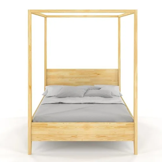 Lit baldaquin en pin massif finition naturel 140x190 collection NICEA