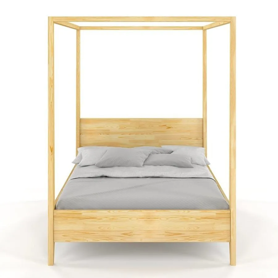 Lit baldaquin en pin massif finition naturel 140x190 collection NICEA