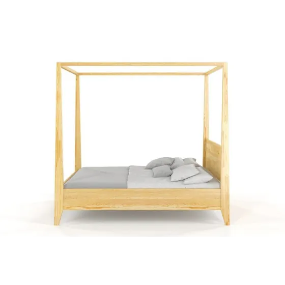 Lit baldaquin en pin massif finition naturel 160x200 collection NICEA