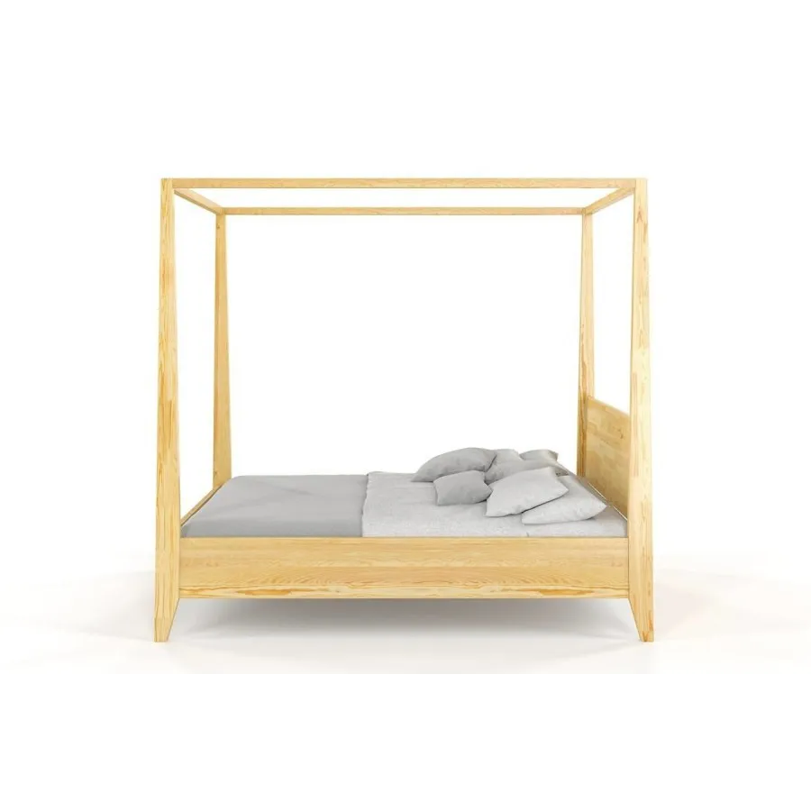 Lit baldaquin en pin massif finition naturel 160x200 collection NICEA