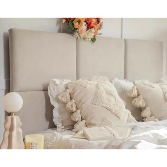 Lit coffre bois tete de lit capitonnee collection Blox