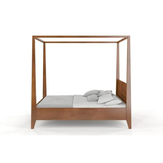 Lit baldaquin en bois massif finition noyer 140x190 collection NICEA