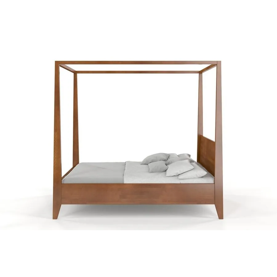 Lit baldaquin en bois massif finition noyer 140x190 collection NICEA