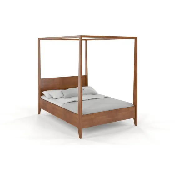 Lit baldaquin en bois massif finition noyer 160x200 collection NICEA