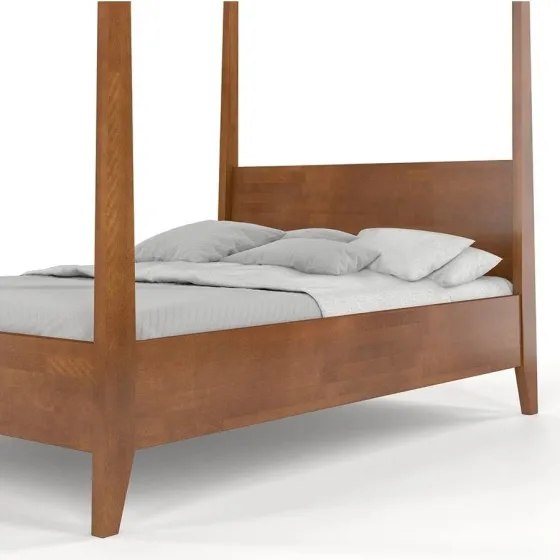 Lit baldaquin solide 100% en bois massif finition noyer collection NICEA