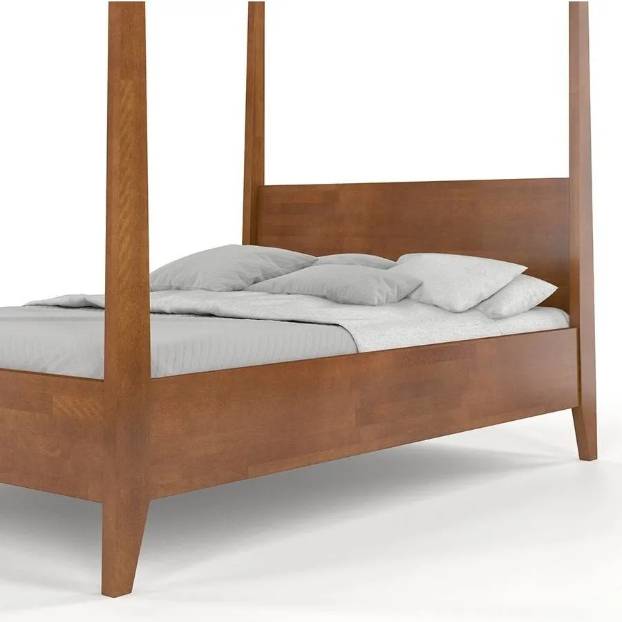 Lit baldaquin solide 100% en bois massif finition noyer collection NICEA