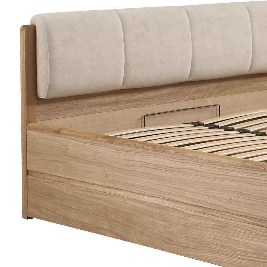 Lit coffre bois tissu ecru collection Bergamo