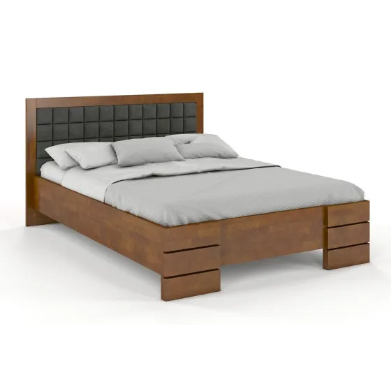 Lit coffre en bois finition noyer 160x200  collection PRADO