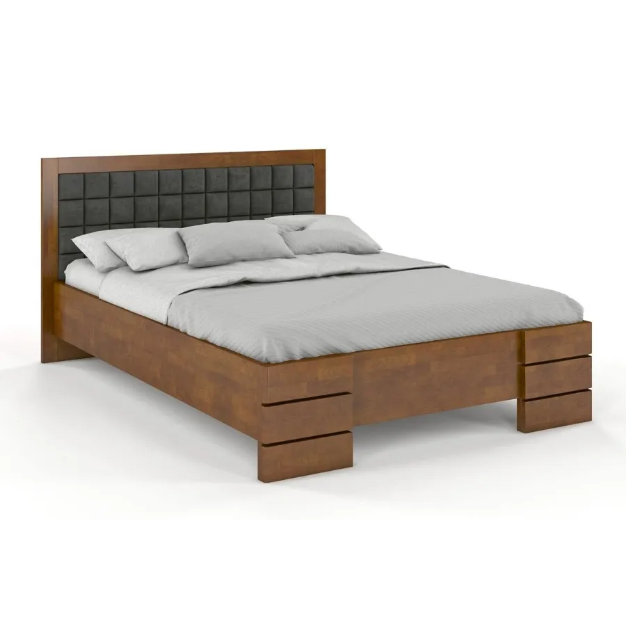 Lit coffre en bois finition noyer 160x200  collection PRADO