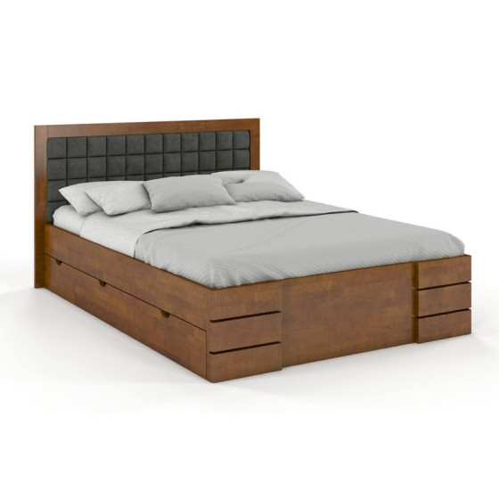 lit avec rangement bois finition noyer collection PRADO
