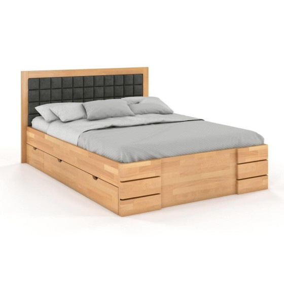 lit avec rangement bois finition naturel collection PRADO